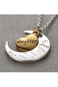 Zinc Alloy Heart and Moon Daughter I Love You to the Moon and Back Necklace