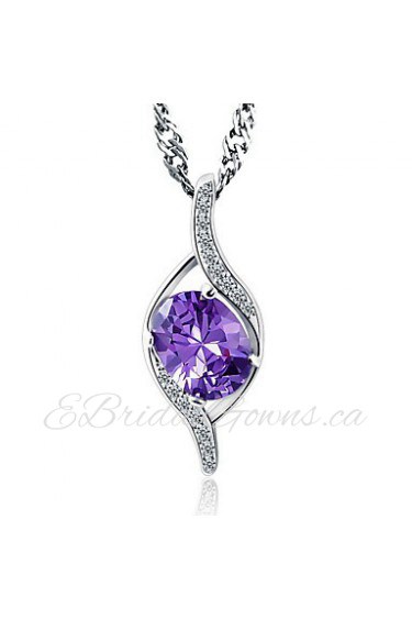 Classic Austrian Rhinestone Pure Amethyst Water Drop Pendant Necklaces Purple Stone Crystal Jewelry For Women