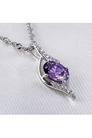 Classic Austrian Rhinestone Pure Amethyst Water Drop Pendant Necklaces Purple Stone Crystal Jewelry For Women