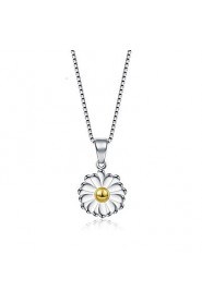 Sterling-Silver-Jewelry Love Summer High Quality Silver 925 Necklaces Korean Retro Daisy Flowers Pendant