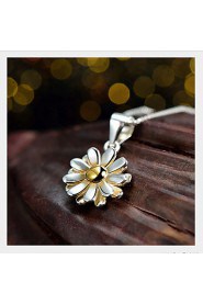 Sterling-Silver-Jewelry Love Summer High Quality Silver 925 Necklaces Korean Retro Daisy Flowers Pendant