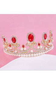 Bride's Golden Rhinestone Crystal Forehead Wedding Crown Headwear 1 PC