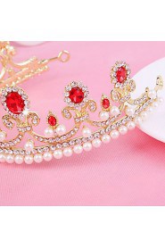 Bride's Golden Rhinestone Crystal Forehead Wedding Crown Headwear 1 PC
