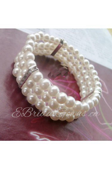 Women's Cuff / Strand Bracelet Silver / Imitation Pearl Imitation Pearl / Rhinestone