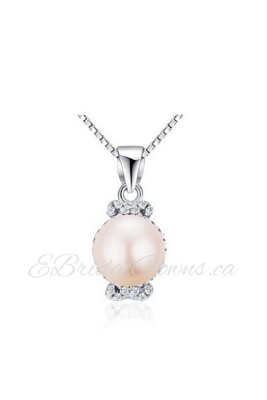 Vintage Natural Beads Round Pendant Fresh Water Pearl Statement Crystal Necklace Real 925 Silver Chain Women Jewelry