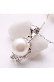 Vintage Natural Beads Round Pendant Fresh Water Pearl Statement Crystal Necklace Real 925 Silver Chain Women Jewelry