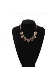 Brand Design Gold Plated Austrian Rhinestone 7pcs Roses Pendant Necklace