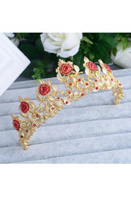 Baroque Red/Golden Rhinestone/Titanium Tiaras Wedding/Party Headpiece