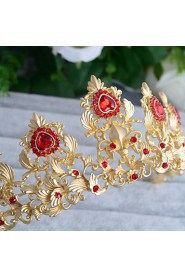 Baroque Red/Golden Rhinestone/Titanium Tiaras Wedding/Party Headpiece