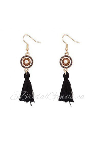 Simple National Wind Hollow Fringed Bohemian Circle Earrings