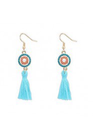 Simple National Wind Hollow Fringed Bohemian Circle Earrings