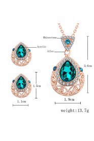 Droplets Pendant Rhinestones Crystal Necklace Female Earrings Jewelry Sets