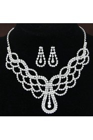 Women's Fashion Shiny Rhinestone Bridal Sets Bridal Accessories Necklace Earrings Set Wedding Party Gift