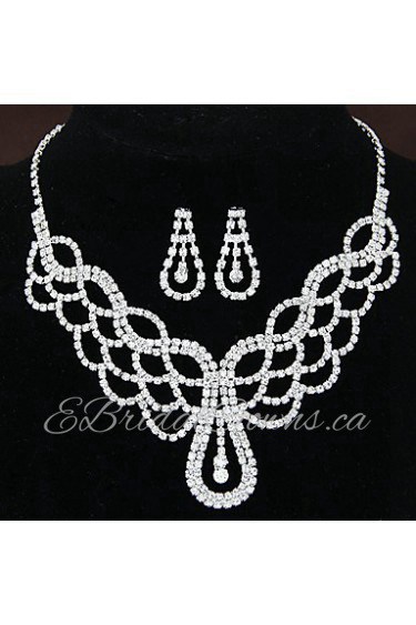 Women's Fashion Shiny Rhinestone Bridal Sets Bridal Accessories Necklace Earrings Set Wedding Party Gift