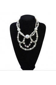 Fashion Charm Jewelry Pendant Chain Simulated Pearl Choker Chunky Statement Bib Necklace