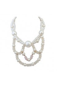 Fashion Charm Jewelry Pendant Chain Simulated Pearl Choker Chunky Statement Bib Necklace