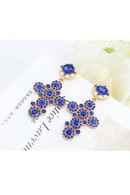 Fashion Simple Cross Blue Crystal Rhinestone Earrings