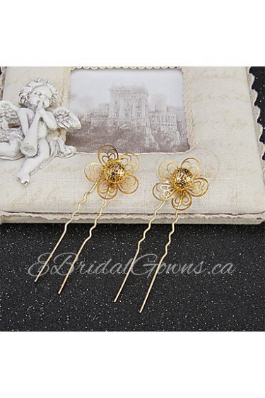 Women's / Flower Girl's Alloy Headpiece-Wedding / Special Occasion Hair Pin 2 Pieces