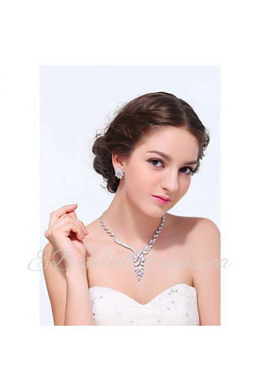 Women's Silver Alloy Crystal Rhinestone Cubic Zirconia Jewelry Set