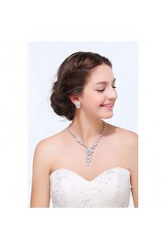 Women's Silver Alloy Crystal Rhinestone Cubic Zirconia Jewelry Set