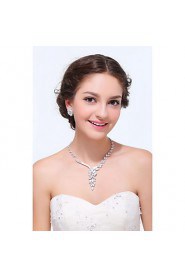 Women's Silver Alloy Crystal Rhinestone Cubic Zirconia Jewelry Set