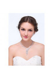 Women's Silver Alloy Crystal Rhinestone Cubic Zirconia Jewelry Set