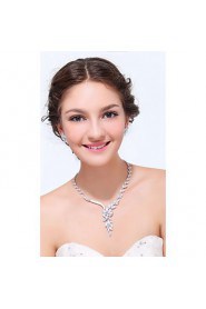 Women's Silver Alloy Crystal Rhinestone Cubic Zirconia Jewelry Set