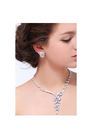 Women's Silver Alloy Crystal Rhinestone Cubic Zirconia Jewelry Set