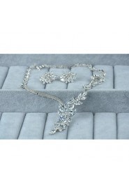 Women's Silver Alloy Crystal Rhinestone Cubic Zirconia Jewelry Set