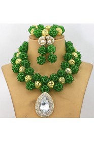 Fashion African Crystal Beads Balls Jewelry Set Party Beads Necklace Bracelet Earrings Set