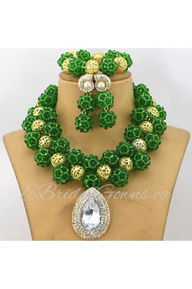 Fashion African Crystal Beads Balls Jewelry Set Party Beads Necklace Bracelet Earrings Set