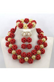 Fashion African Crystal Beads Balls Jewelry Set Party Beads Necklace Bracelet Earrings Set