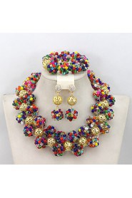 Fashion African Crystal Beads Balls Jewelry Set Party Beads Necklace Bracelet Earrings Set