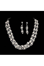 Elegant Angel Wing Pearl Necklace Wedding Jewelry Set