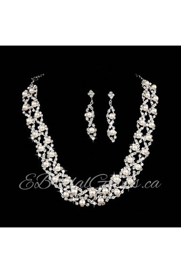 Elegant Angel Wing Pearl Necklace Wedding Jewelry Set