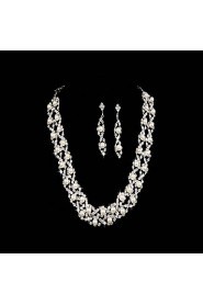 Elegant Angel Wing Pearl Necklace Wedding Jewelry Set