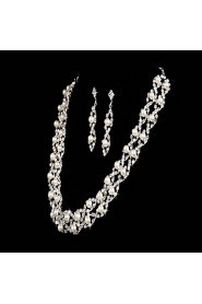 Elegant Angel Wing Pearl Necklace Wedding Jewelry Set