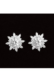 Stud Earrings Women's Platinum Earring Cubic Zirconia