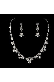 Ladies' Five Flower Rhinestone Wedding Jewelry Set