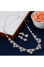 Ladies' Five Flower Rhinestone Wedding Jewelry Set