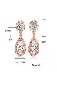 Zircon Crystal Snowflake Drops Earrings Bridal Diamond Hypoallergenic Jewelry