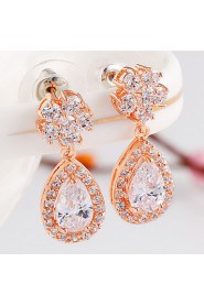 Zircon Crystal Snowflake Drops Earrings Bridal Diamond Hypoallergenic Jewelry