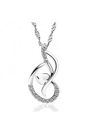 Elegant Women Favourite Crystal Jewelry Real 925 Silver Double Hearts Pendant With Rhinestones Classic Necklace