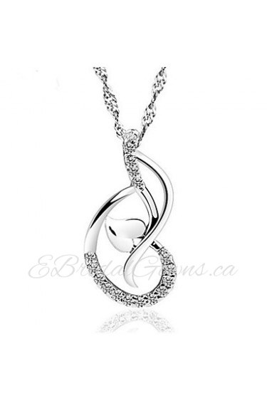 Elegant Women Favourite Crystal Jewelry Real 925 Silver Double Hearts Pendant With Rhinestones Classic Necklace