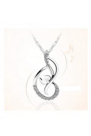 Elegant Women Favourite Crystal Jewelry Real 925 Silver Double Hearts Pendant With Rhinestones Classic Necklace