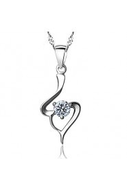 Real 925 Silver White Crystal Pendant Necklaces With Round Rhinestone Stone Women Plant Jewelry