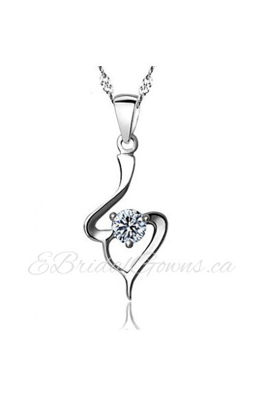 Real 925 Silver White Crystal Pendant Necklaces With Round Rhinestone Stone Women Plant Jewelry