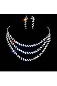 Jewelry Set Women's Wedding / Party Jewelry Sets Alloy / Rhinestone Rhinestone Necklaces / Earrings Silver