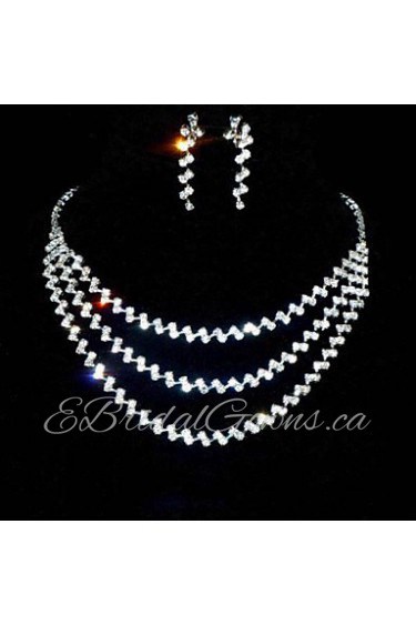 Jewelry Set Women's Wedding / Party Jewelry Sets Alloy / Rhinestone Rhinestone Necklaces / Earrings Silver