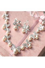 Jewelry Set Women's Wedding Jewelry Sets Imitation Pearl / Alloy Rhinestone Necklaces / Earrings Ivory